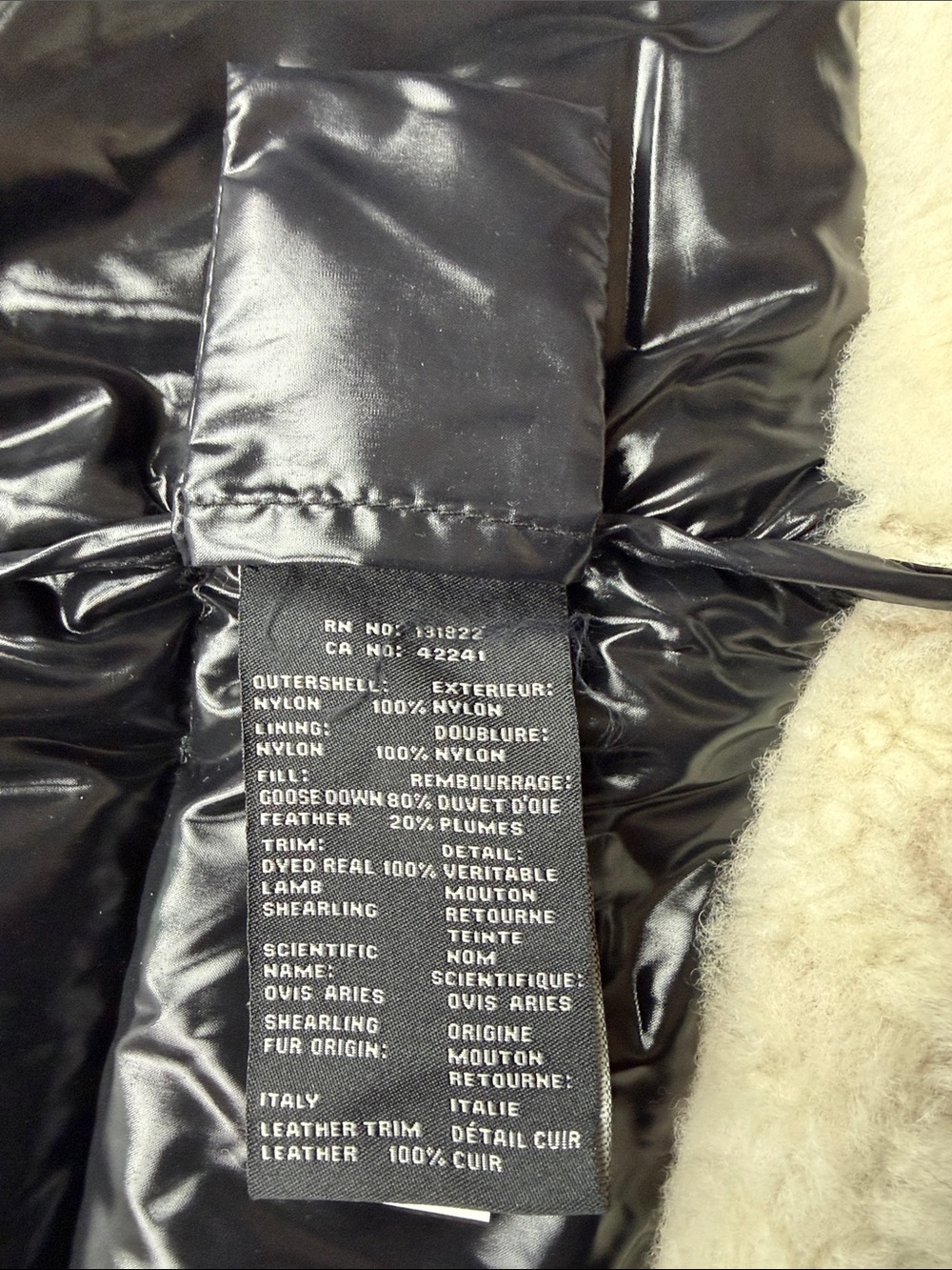 SAM. New York Veronica Shearling-Trimmed Down Biker Puffer Jacket in Cognac - Picture 10 of 16